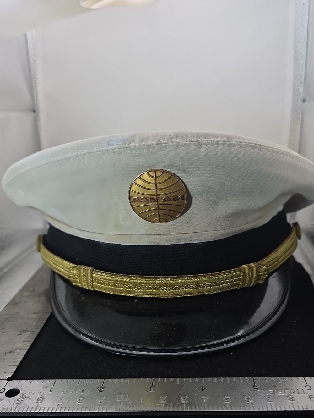 Original Pan Am Airlines Co Pilot Hat Bancroft & Hat Pin 1970-80’S USED